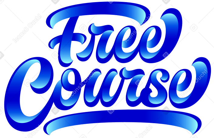 lettering free course with gradient shadow Illustration in PNG, SVG