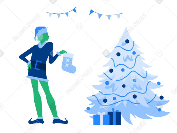 Grinch in the house  Illustration in PNG, SVG