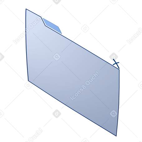 3D 青いブラウザウィンドウの4分の3のビューが左に曲がった PNG、SVG