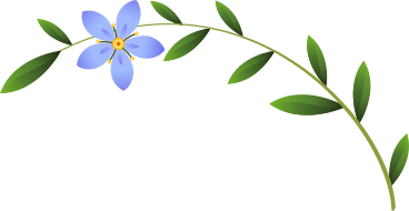 잎이 있는 긴 나뭇가지에 작은 파란 꽃 하나 PNG, SVG