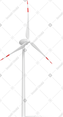 3D white wind turbine side view PNG, SVG