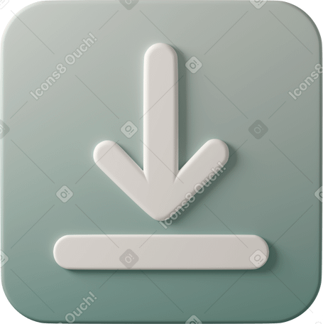 3D white download sign on pale green background Illustration in PNG, SVG