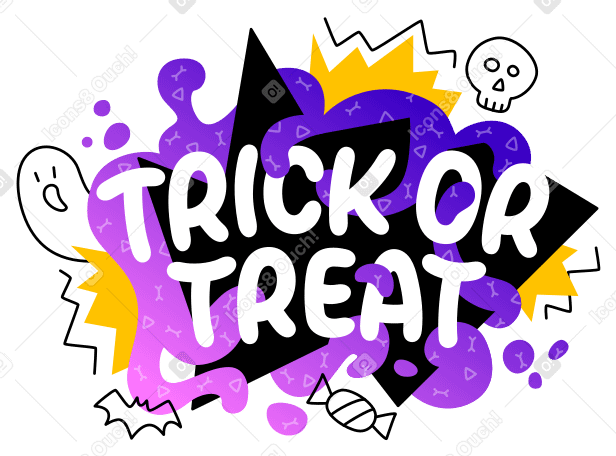 레터링 trick or treat with doodles PNG, SVG