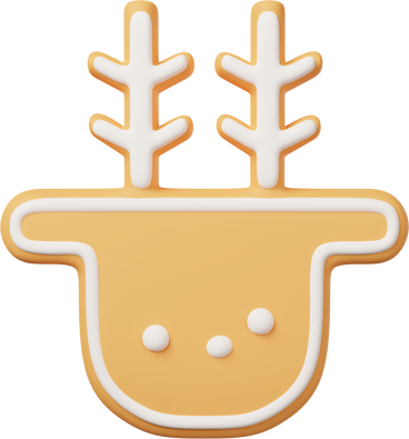 흰색 유약 윤곽선이 있는 크리스마스 사슴 쿠키 PNG, SVG