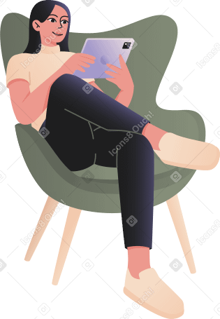mujer con tableta PNG, SVG