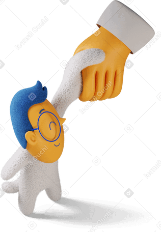 3D Side view of a boy shaking hands with someone to the right PNG, SVG