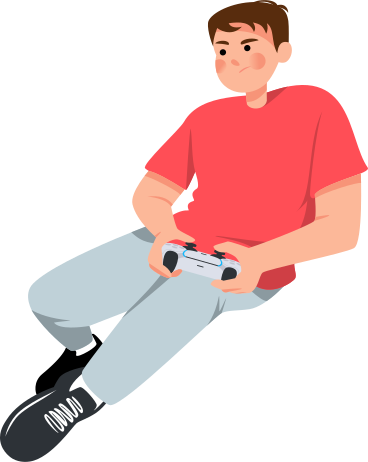serious boy with gamepad PNG, SVG