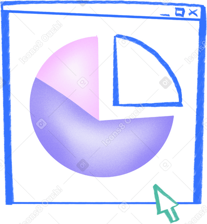 pie chart in a computer window with a cursor PNG, SVG