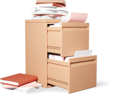 office drawer with sheets of paper and folders PNG, SVG