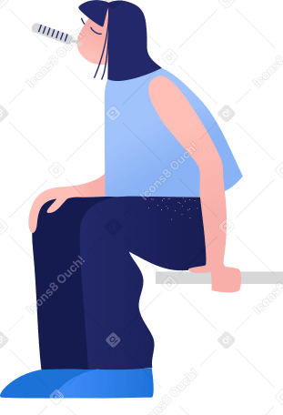 woman measures the temperature Illustration in PNG, SVG