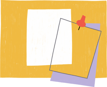 Yellow board with sheets for notes в PNG, SVG