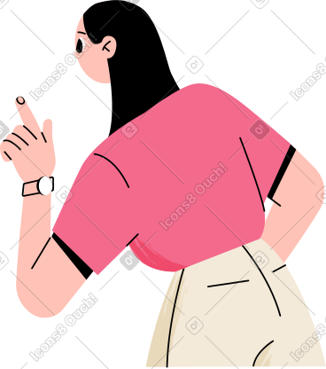 女孩用手指着某物 PNG, SVG