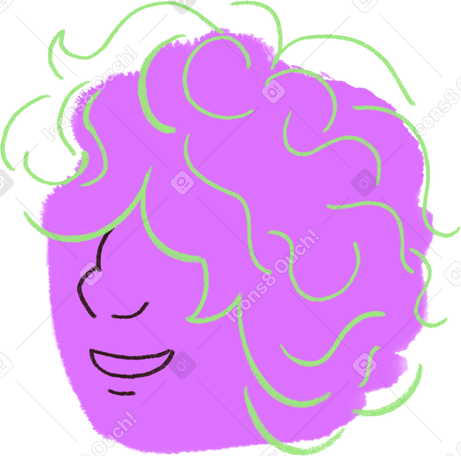 young man with curly hair PNG、SVG