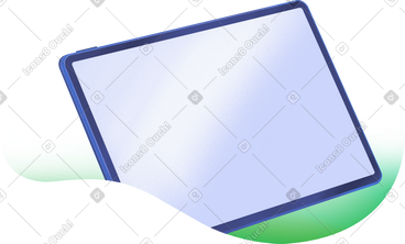 Ipad in perspective cropped with a green shape PNG, SVG