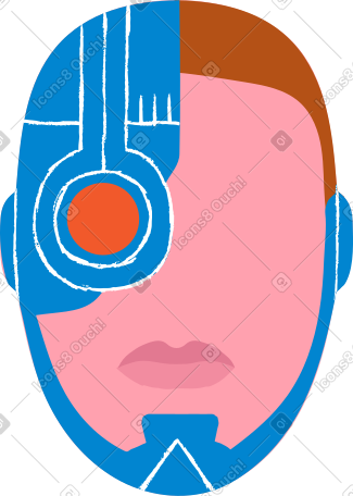 cyborg face PNG, SVG