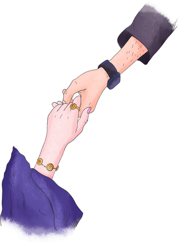 Man's hand holding woman's hand PNG, SVG