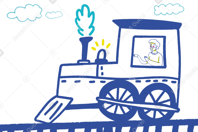 Машинист поезда, управляющий локомотивом в PNG, SVG