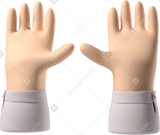 3D Pale skin hands raised PNG, SVG