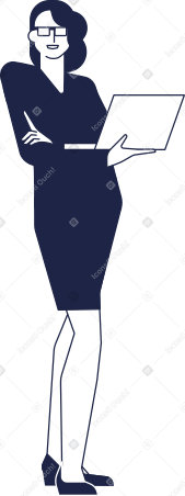woman in business outfit with laptop in her hand PNG, SVG