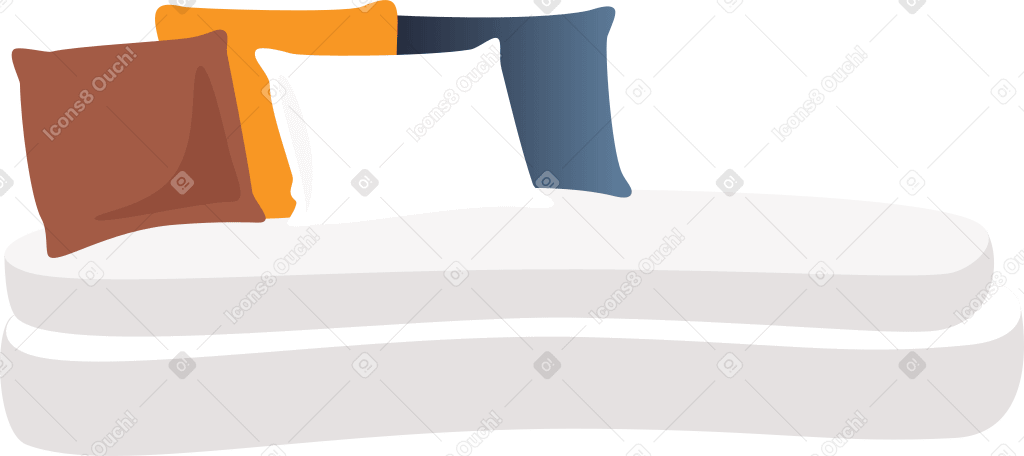 white sofa with multicolored cushions Illustration in PNG, SVG