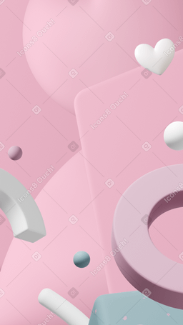 Pink abstract background with 3D shapes Illustration in PNG, SVG