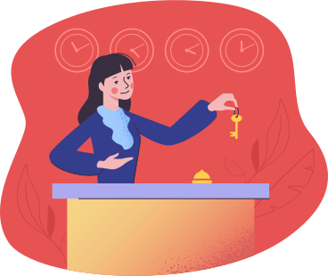 Hotel receptionist giving a key PNG, SVG