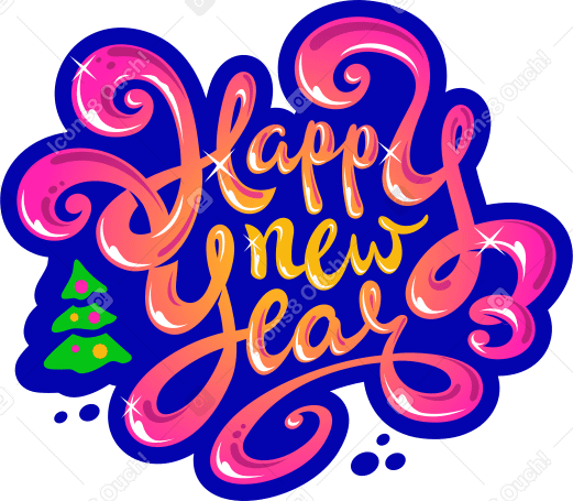 lettering happy new year Illustration in PNG, SVG