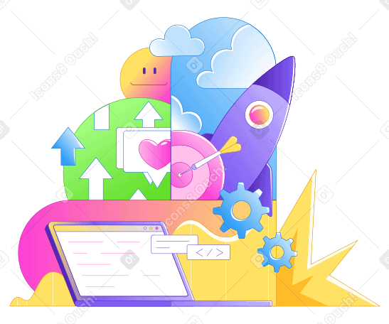 Preparing a startup launch on laptop PNG, SVG