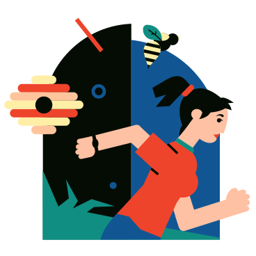 Woman running away from a wasp PNG, SVG