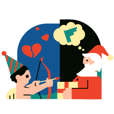 サンタさんからのクリスマスプレゼントに動揺する少年 PNG、SVG
