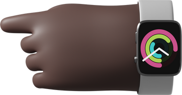 Black skin hand with smartwatch turned on pointing left PNG, SVG
