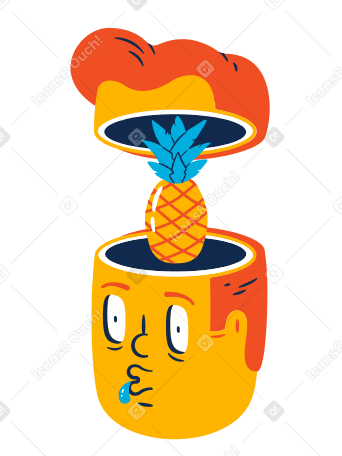 Man thinking about pineapple PNG, SVG