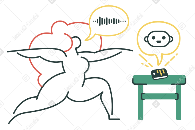 Talking on the phone during yoga Illustration in PNG, SVG