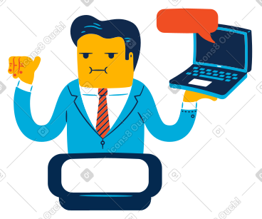 Unimpressed man confused by digital ads on laptop PNG, SVG