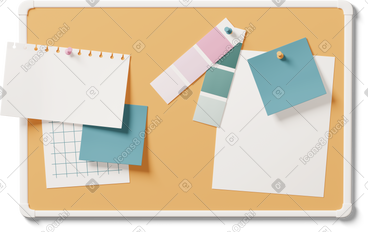 Cork board with notes PNG, SVG