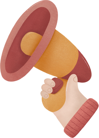 hand holds a red megaphone Illustration in PNG, SVG