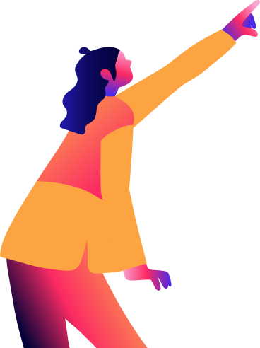Вид сбоку женщины, указывающей рукой вверх в PNG, SVG