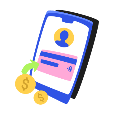 Top up the card account on the phone with dollars PNG, SVG