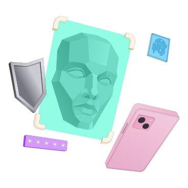 Face id authentication on smartphone animated illustration in GIF, Lottie (JSON), AE