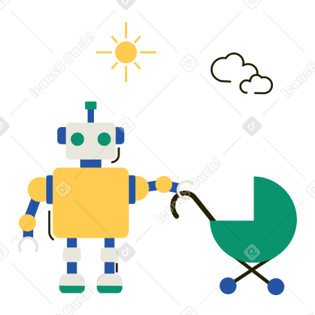 Niñera robot PNG, SVG