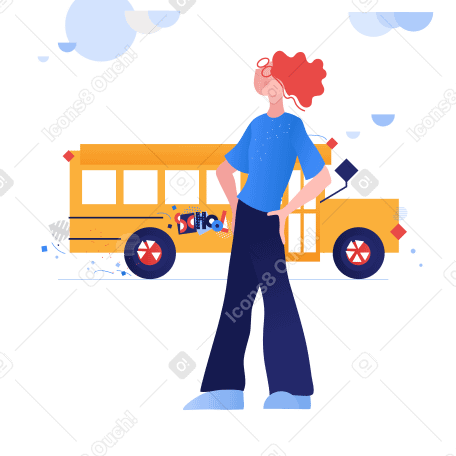 Near the school Illustration in PNG, SVG