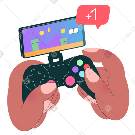 Hands holding mobile game controller Illustration in PNG, SVG