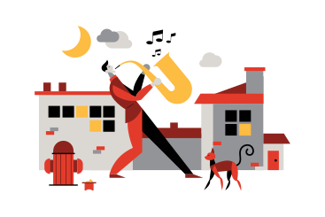 Street musician playing the saxophone PNG, SVG