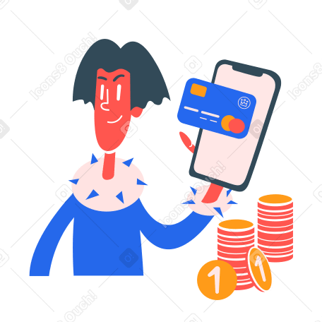 Payment by phone Illustration in PNG, SVG