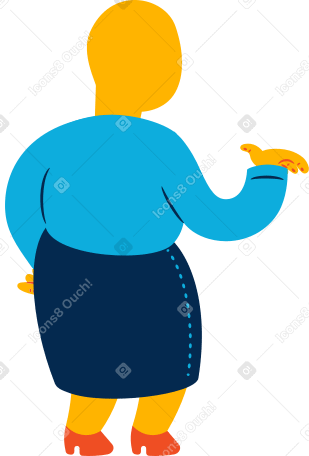 chubby old woman standing back PNG, SVG