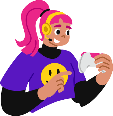 young woman with a gamepad PNG, SVG