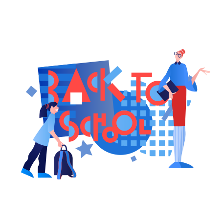Teacher and student are back to school Illustration in PNG, SVG