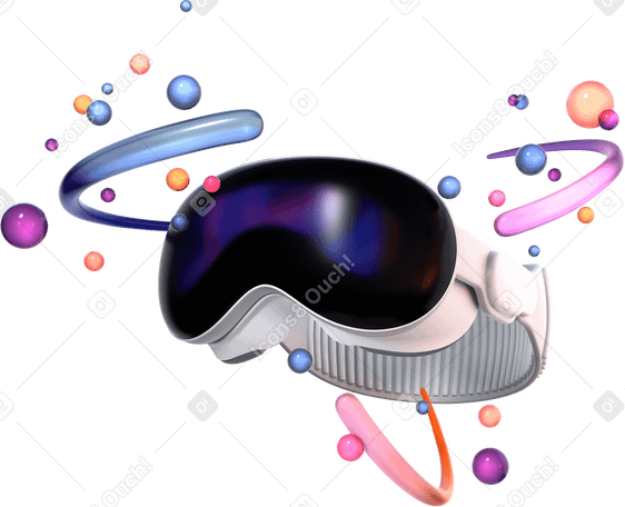 3D Pro vr-headset, umgeben von leuchtenden kugeln PNG, SVG
