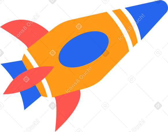 Illustration animée fusée aux formats GIF, Lottie (JSON) et AE