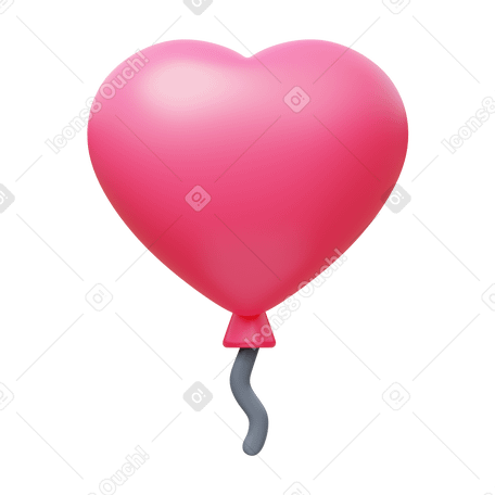 3D heart balloon Illustration in PNG, SVG